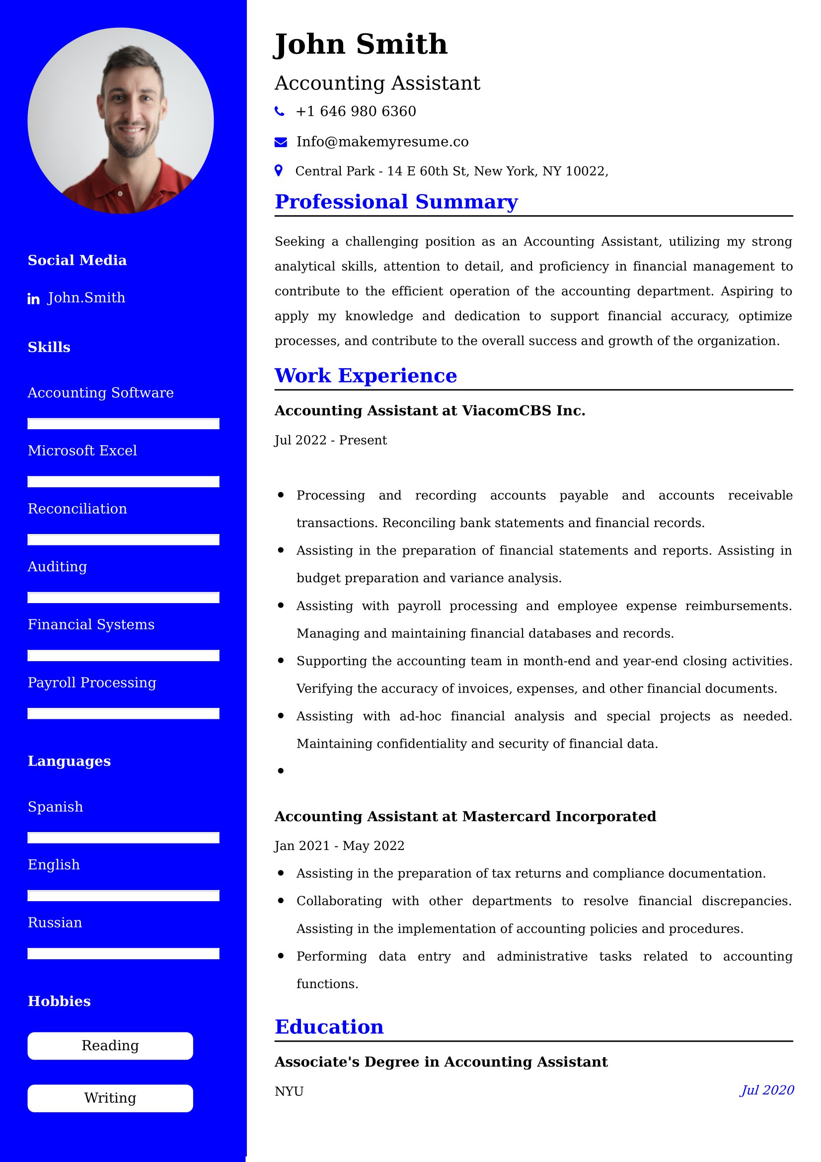 Accounting Assistant Resume Examples USA