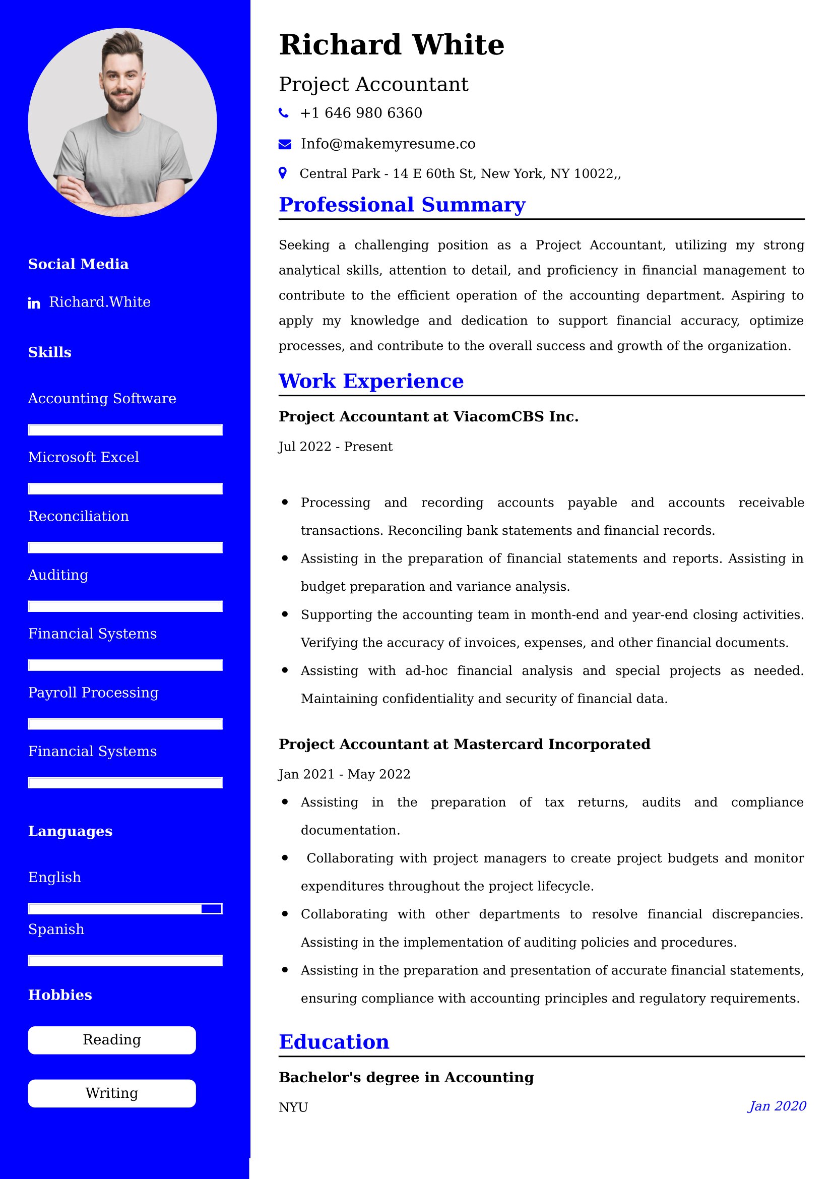 Project Accountant Resume Examples USA