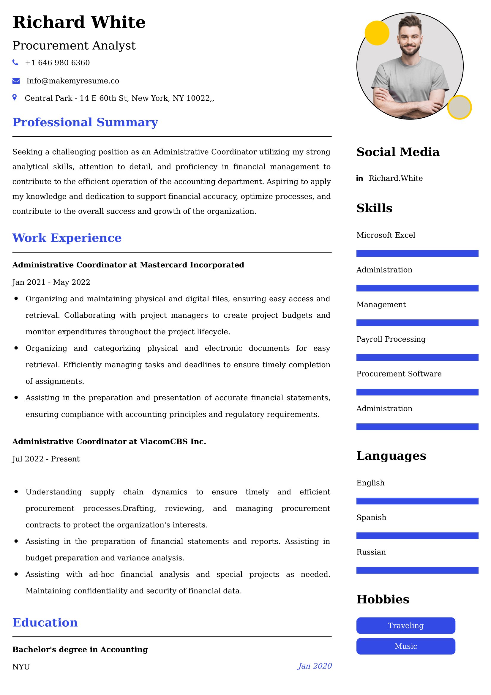 Procurement Analyst Resume Examples USA