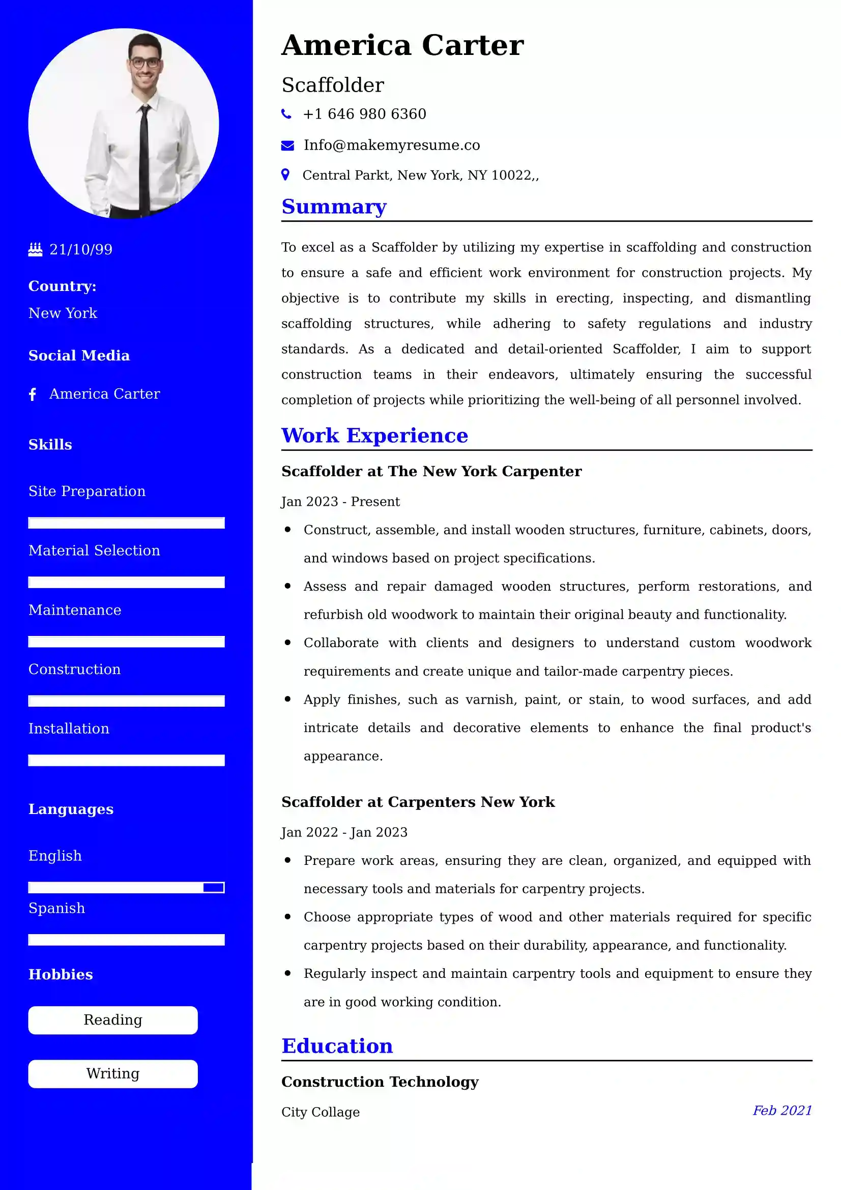 Scaffolder Resume Examples USA