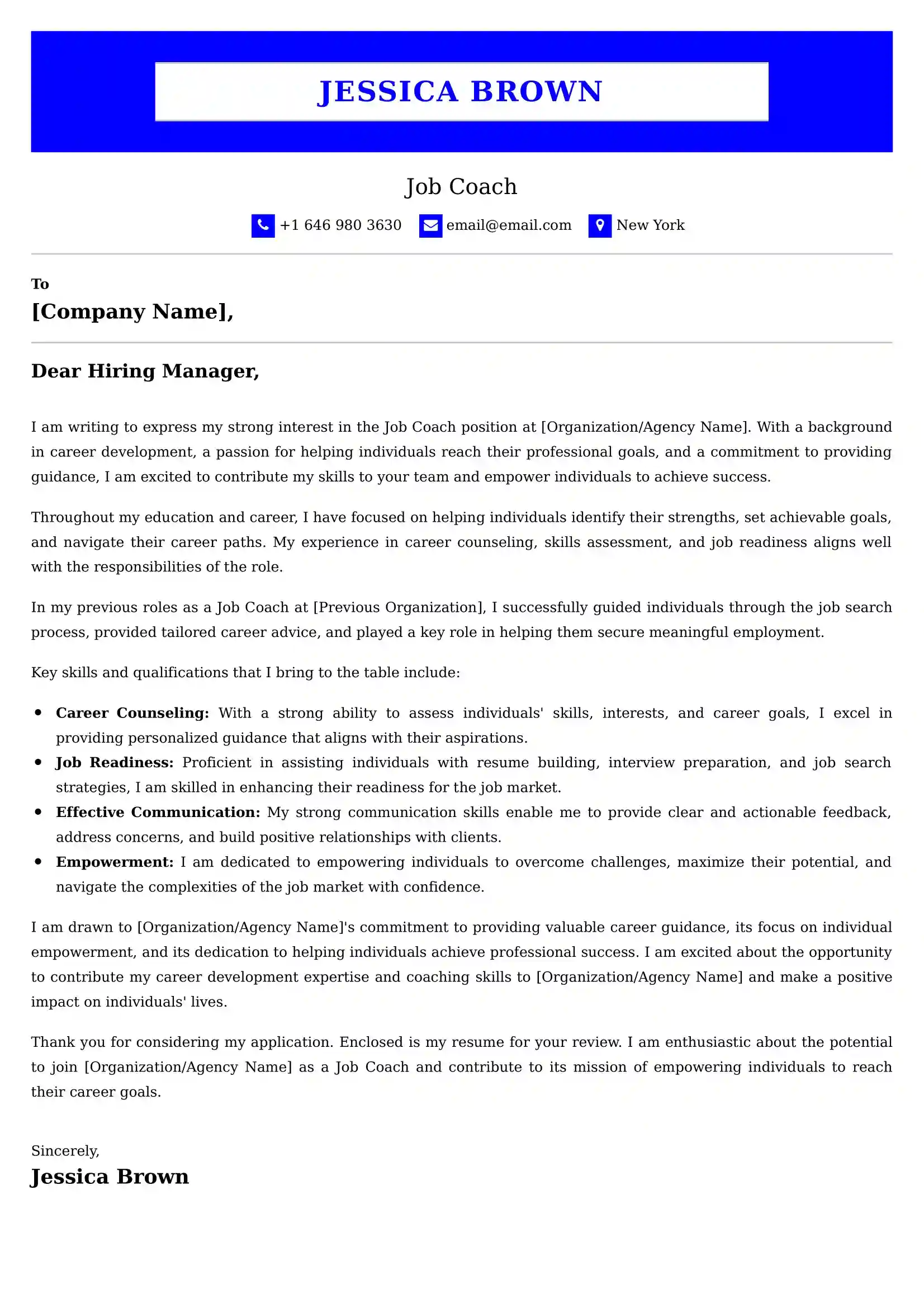 Job Coach Cover Letter Examples USA